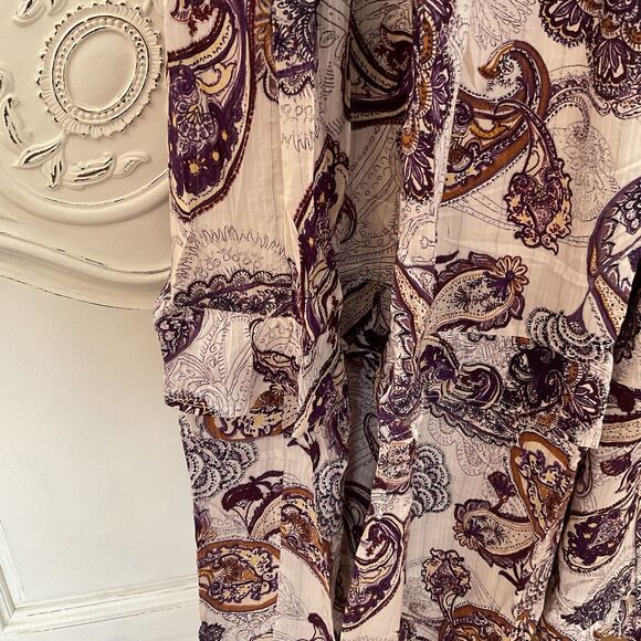 Band of the Free Liliane Paisley Maxi Dress Cream Purple Tiered Size M NWT - Picture 10 of 15
